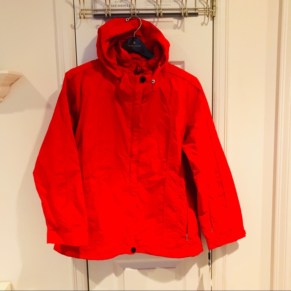 New CK jacket rain Parka coat Sweater hoodie.  red women's XL